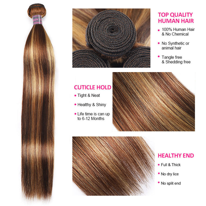 Ishow Wholesale Package Deal P4/27 Highlight Human Hair Bundles Body Wave/Straight Hair/Loose Deep Wave Factory Price Honey Blonde Bundles 10 Pcs