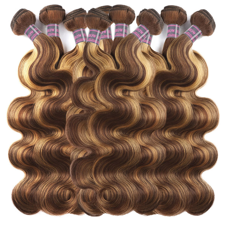 Ishow Wholesale Package Deal P4/27 Highlight Human Hair Bundles Body Wave/Straight Hair/Loose Deep Wave Factory Price Honey Blonde Bundles 10 Pcs