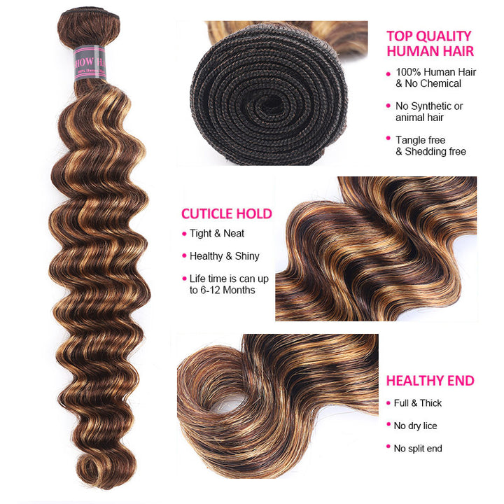 Ishow Wholesale Package Deal P4/27 Highlight Human Hair Bundles Body Wave/Straight Hair/Loose Deep Wave Factory Price Honey Blonde Bundles 10 Pcs