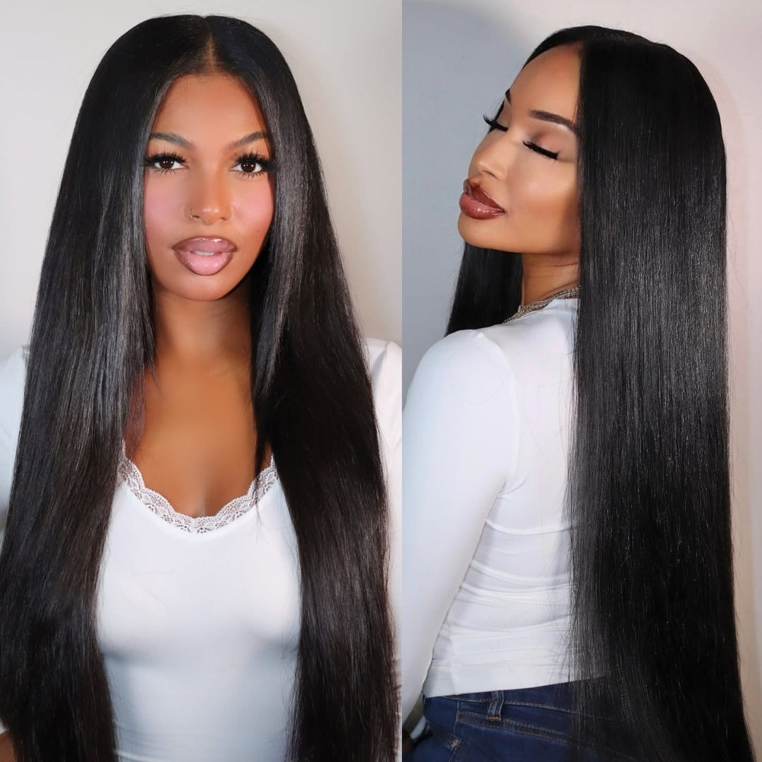 The Model Is Showcasing The Ishow Bogo Free 13x6 Lace Frontal Straight Wig.
