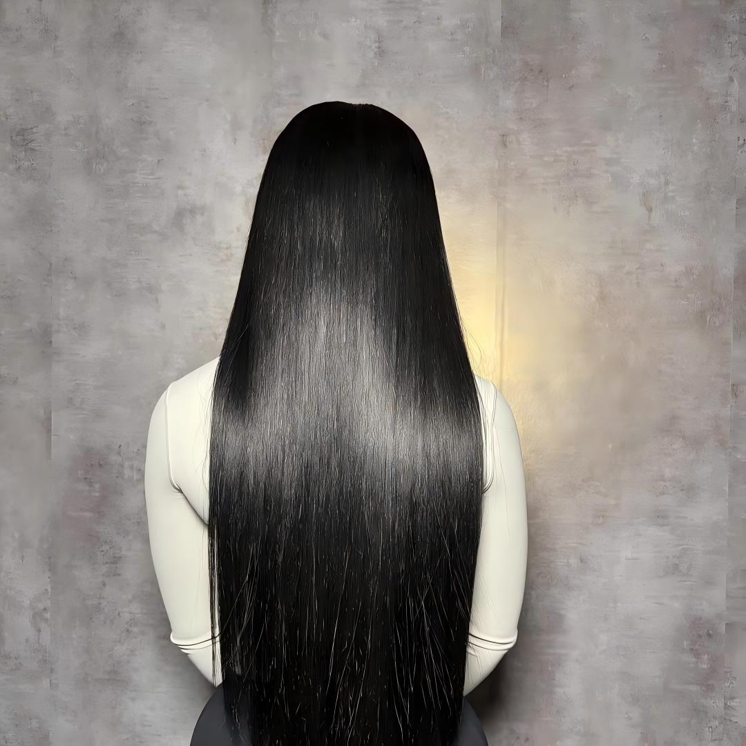 A Beautiful Woman Showing The Back Of Ishow Straight Hair.