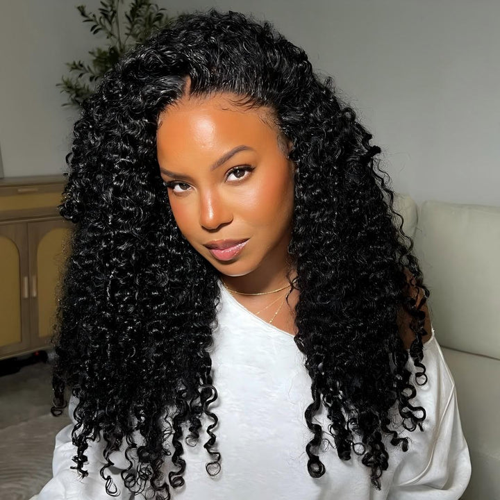 A Beautiful Woman Showing Ishow Burmese Curly Wig.