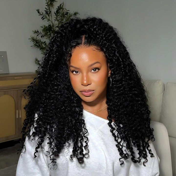 A Beautiful Woman Showing Ishow Burmese Curly Wig.