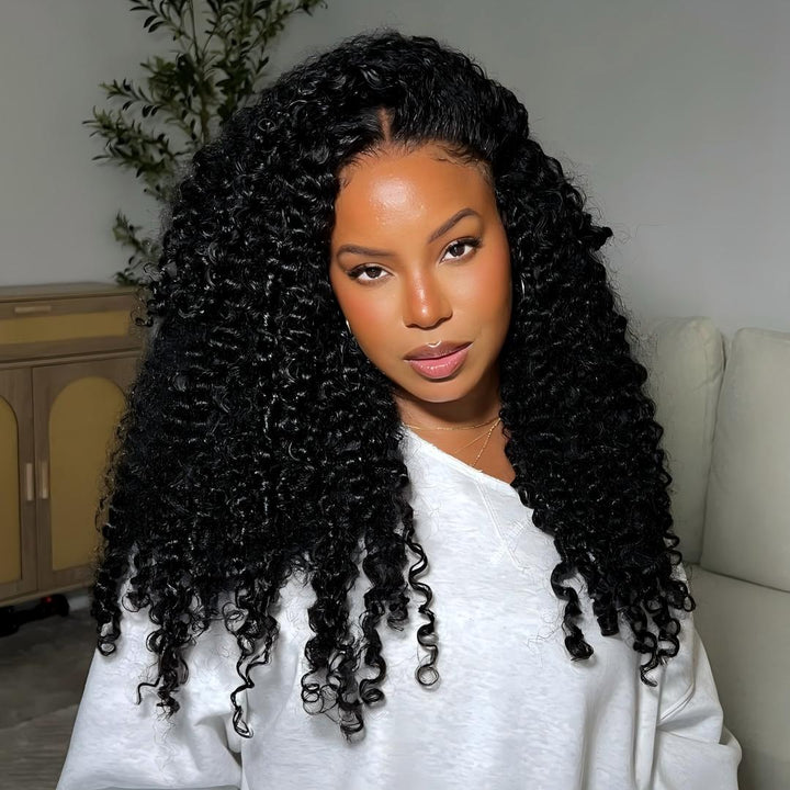 A Beautiful Woman Showing Ishow Burmese Curly Wig.