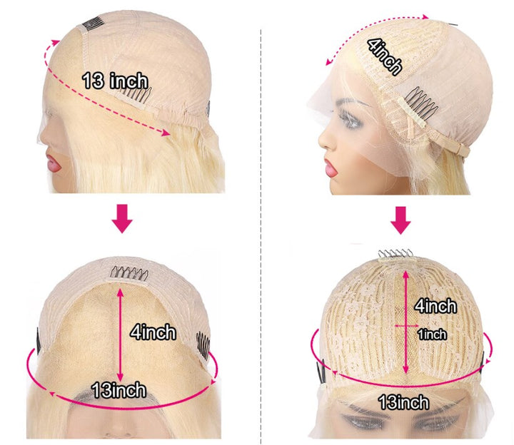 613 Blonde Bob Wigs Transparent HD Frontal Wigs Straight Human Hair Bob Wig With Baby Hair