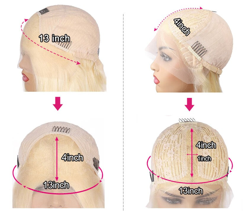 613 Blonde Bob Wigs Transparent HD Frontal Wigs Straight Human Hair Bob Wig With Baby Hair