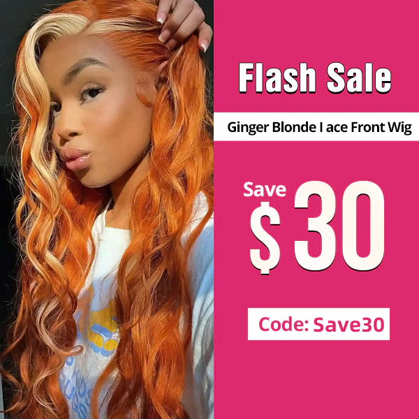 Flash Sale Ginger Blonde Lace Front Wig With Baby Hair 20-30Inch, Save $30