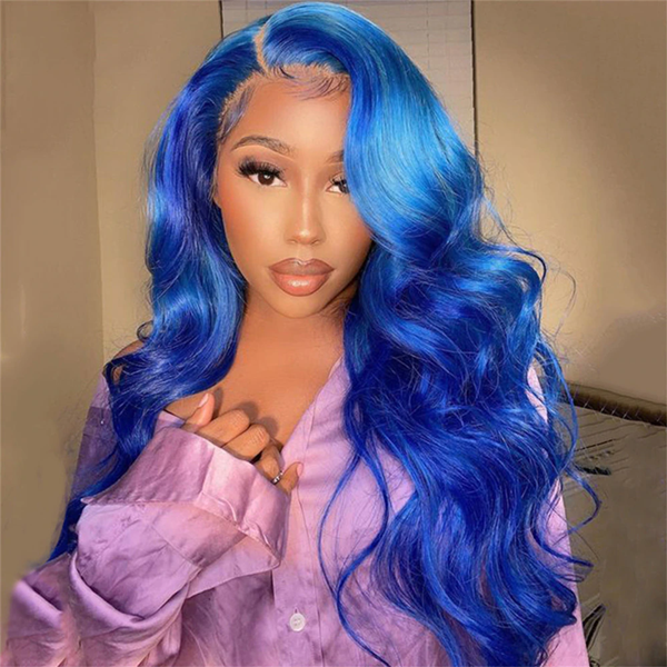 Body Wave Colored Human Hair Wigs 13x4 HD Lace Front Wigs Pink Blue Grey Color 30 Inch Long Inch Wigs