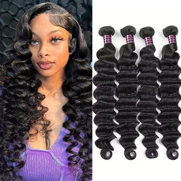 Ishow Hair Brazilian Hair Loose Deep Wave Hair Bundles 4 Bundles Human Hair Weave