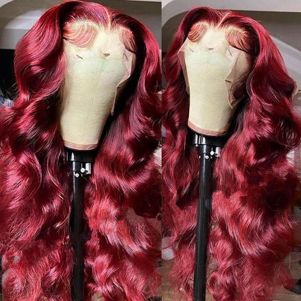 Ishow Burgundy Lace Front Wigs 99J Body Wave Wear and Go Wig Colored Glueless Human Hair Wig PPB™ Invisible Knots Pre Plucked