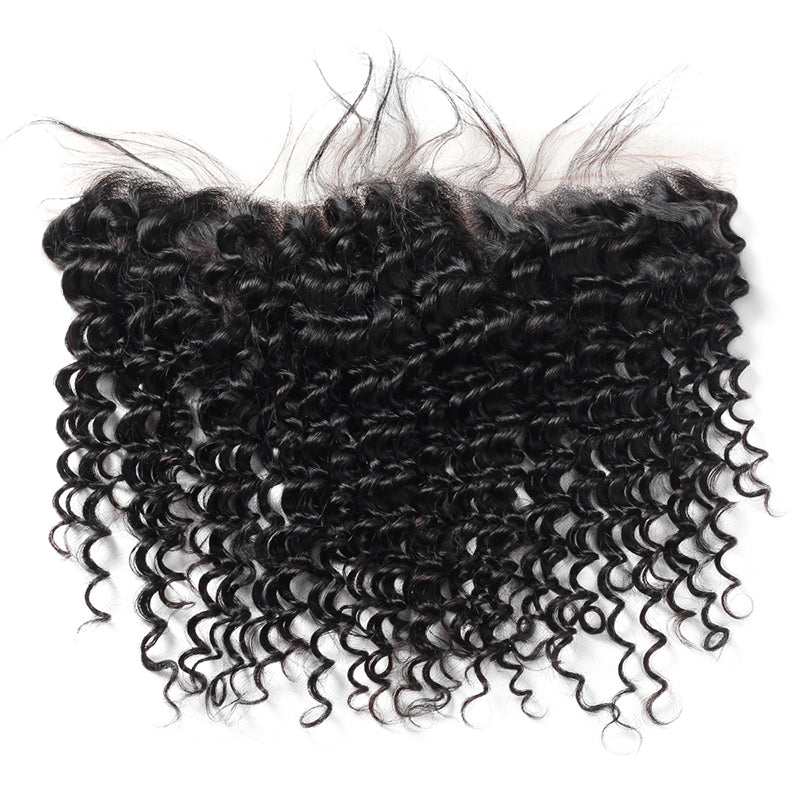 Deep Wave Lace Frontal Hairpiece in Natural Black Color With Soft Curls