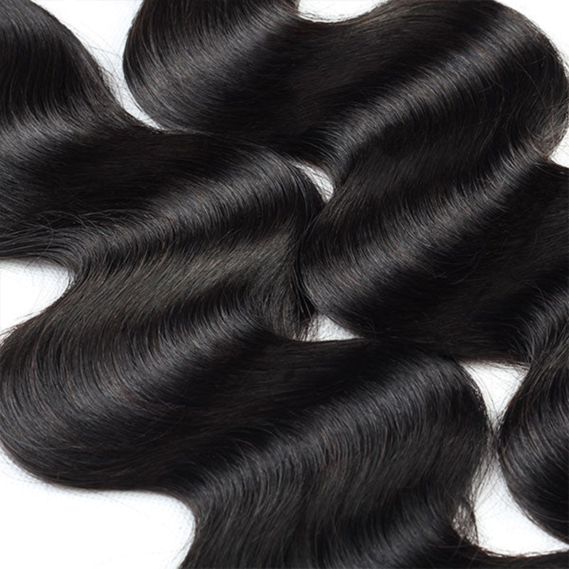 Natural Black Peruvian Body Wave Hair Bundles With Shiny, Soft Waves