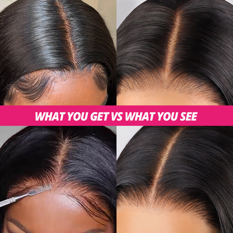 Comparison of Lace Front Wig Appearance, Highlighting Natural Look vs Actual Product