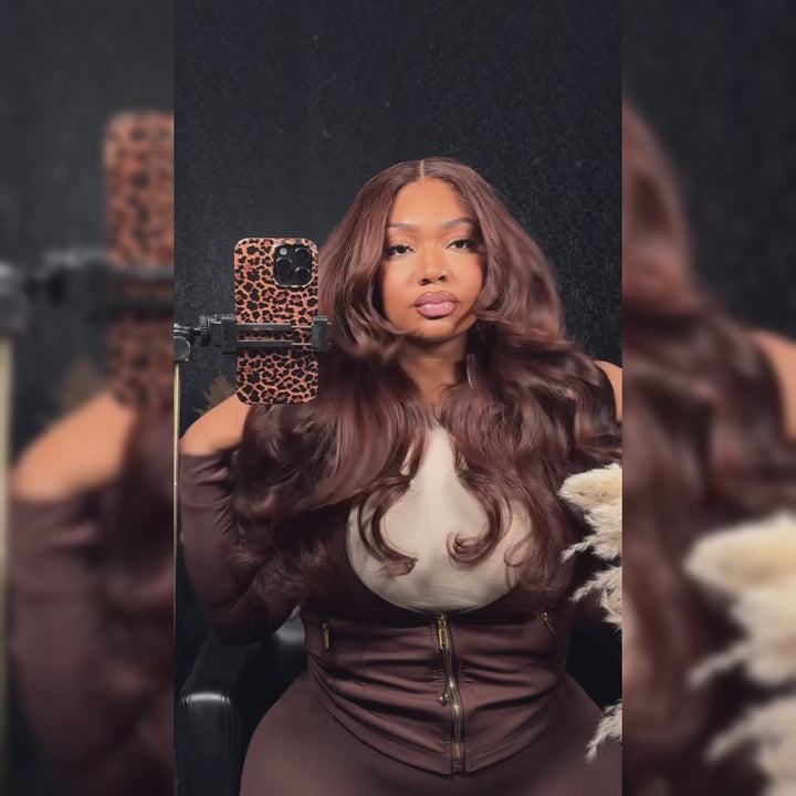 Brown Wig Body Wave Lace Frontal Wigs 4# Chocolate Brown Colored Human Hair Wigs