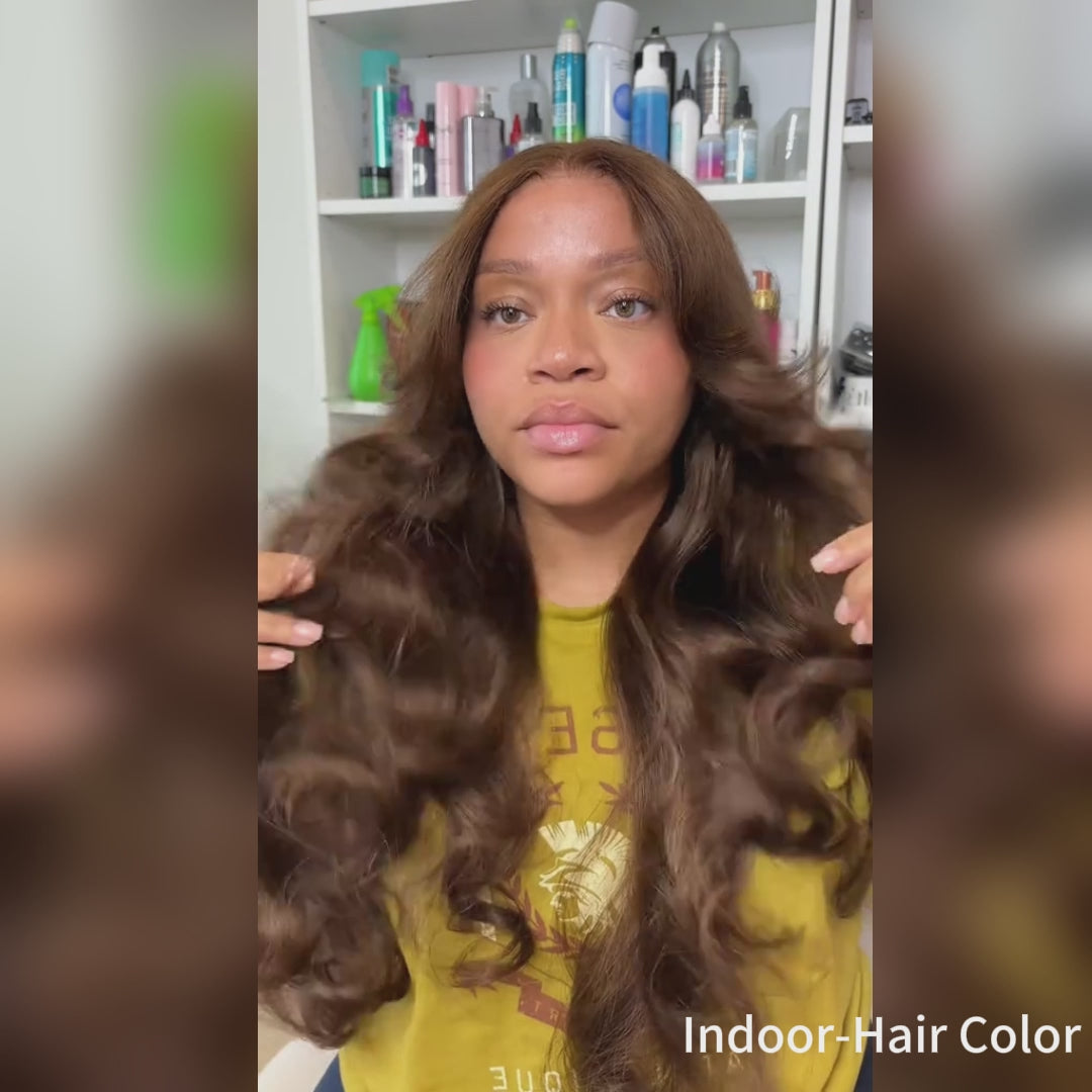 Brown Wig Body Wave Lace Frontal Wigs 4# Chocolate Brown Colored Human Hair Wigs