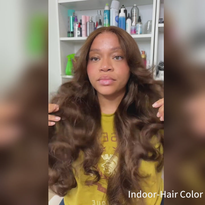 Brown Wig Body Wave Lace Frontal Wigs 4# Chocolate Brown Colored Human Hair Wigs