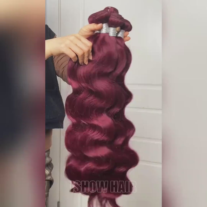 Ishow Wholesale Package Deal 99J Burgundy Human Hair Bundles Straight Hair/Body Wave/Deep Wave Colored Weave 10 Pcs