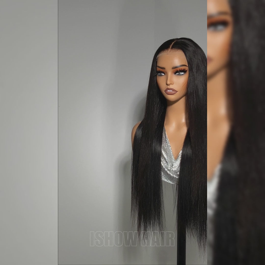 Ishow Straight Lace Front Wig 13x6 Lace Frontal Wig 40 Inch Glueless Human Hair Wigs