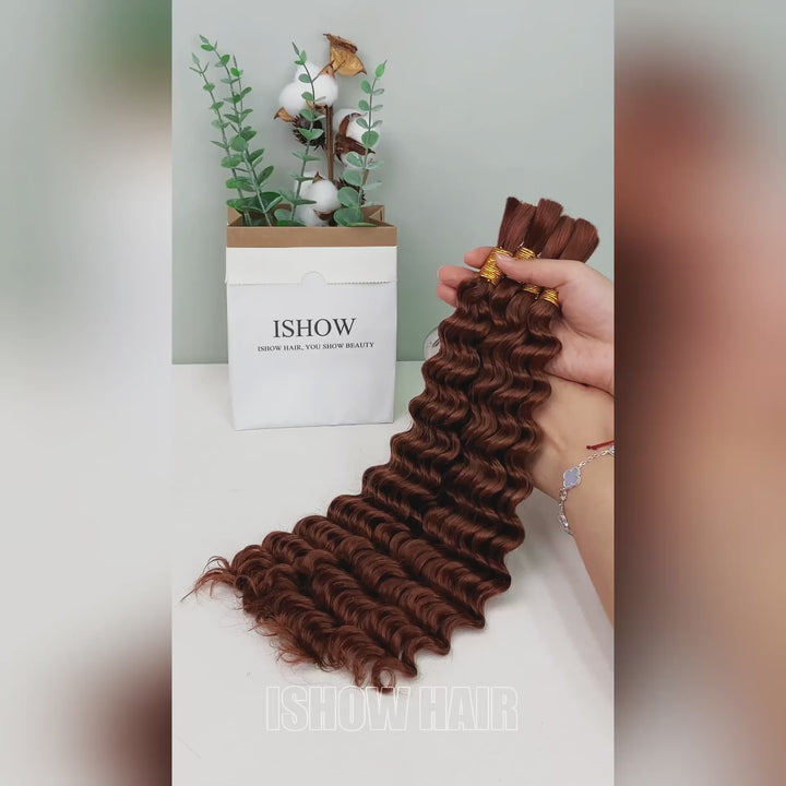 Ishow 15A Remy Hair 30# Color Human Hair Bulk For Braiding Deep Wave 100% Unprocessed Raw Human Hair