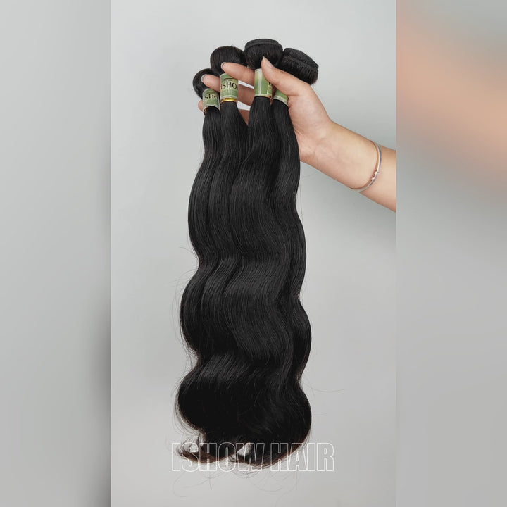Ishow 100% Unprocessed Virgin Human Hair 15A Body Wave Premium Quality Bundles 1B Color Raw Human Hair Bundles