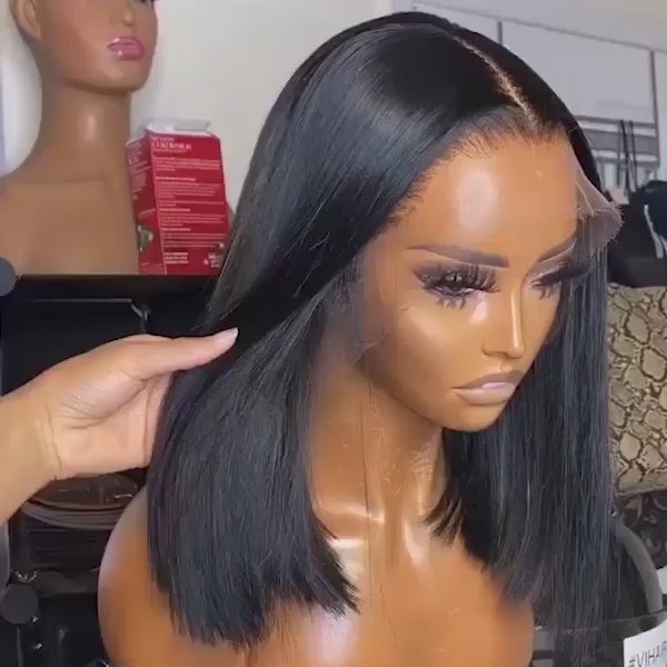 Ishow Glueless Wigs Straight Bob Wig 13x4 HD Lace Frontal Wig Short Wigs Pre Cut Lace 100% Human Hair