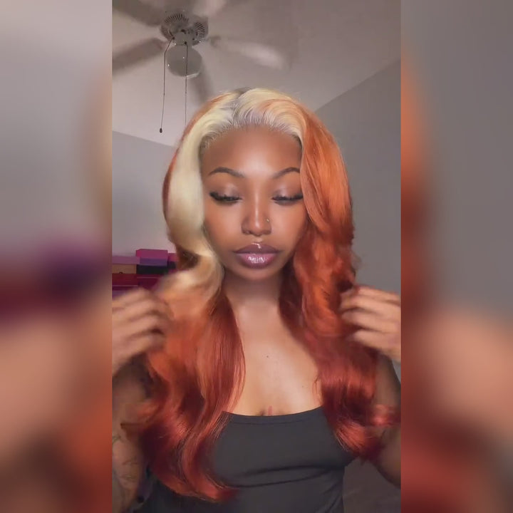 Ginger Blonde Pre Bleached Wig Body Wave Human Hair Wig HD Lace Front Wig