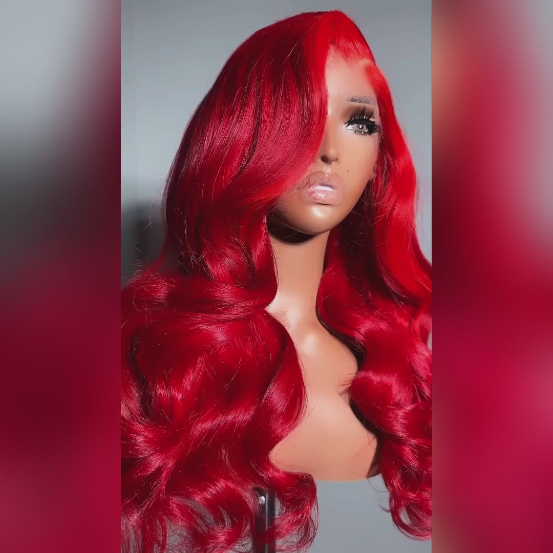 Ishow Red Lace Front Wigs Body Wave Wig 13x4 HD Lace Frontal Wigs Transparent Lace Wigs