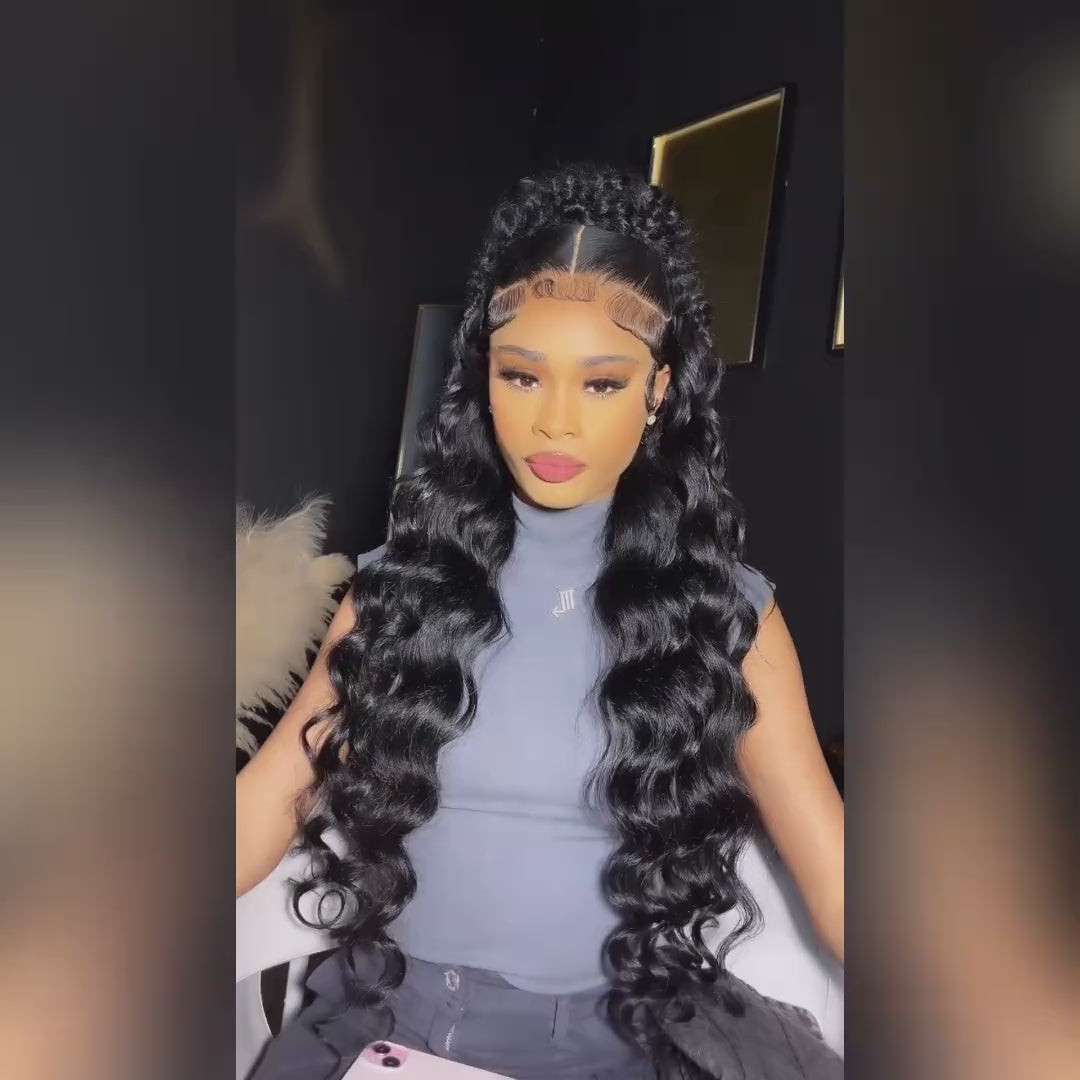 Long HD Undetectable 32" 34" 36" 38" 40" Glueless Human Hair Wigs 180% Density 13x4 Straight Body Wave Loose Deep Wave Curly Lace Front Wig