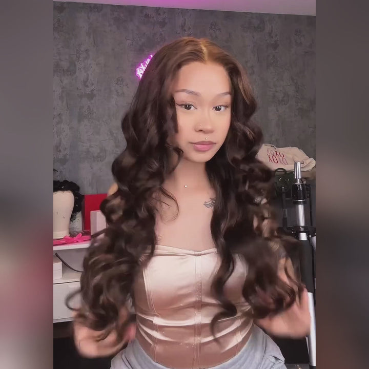 Brown Lace Front Wigs Body Wave Lace Frontal Wigs 4# Dark Brown Colored Human Hair Wigs