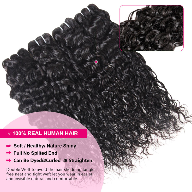 Indian Water Wave 100% Remy Human Hair Bundles Of Weave Natural Color Ishow 4 Bundles Deal Hair Extensions - IshowVirginHair
