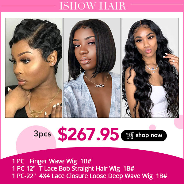 Ishow Beauty Wholesale Human Hair Wigs : Finger Wave Wig/ T Lace Part Wig/ 4x4 Lace CLosure Wig - IshowHair
