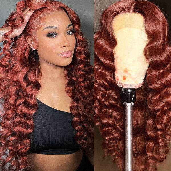 Wowfactor sold loose wavy 3 color red black brown hd lace frontal bob wig