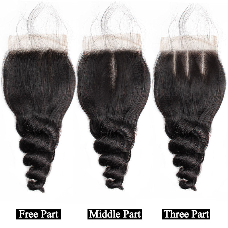 Virgin Malaysian Loose Wave Hair 3 Bundles With 4*4 Lace Closure - IshowHair