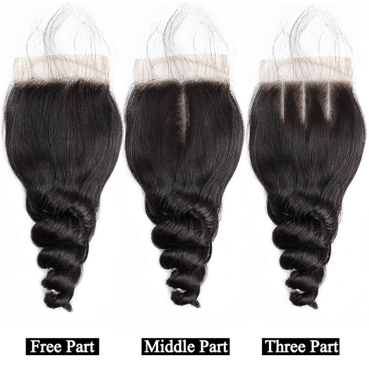 Indian Loose Wave 3 Bundles With 4*4 Lace Closure Deals - IshowHair