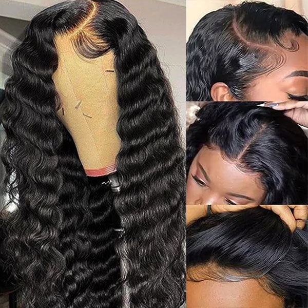 Ishow Loose Deep Wave HD Lace Frontal Wig Pre-Plucked Glueless Human Hair Wigs 13x4 Transparent Lace Wig