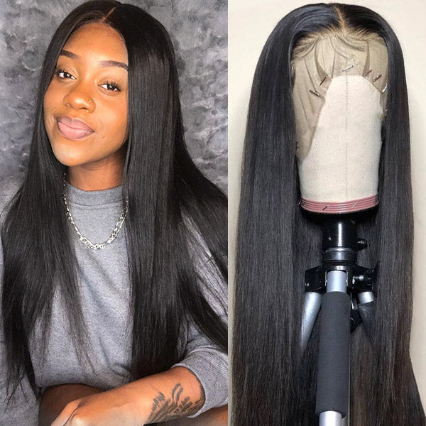 Brazilian Straight Hair HD Transparent Lace Front Wig 13x4 Lace Frontal Closure Human Hair Wigs - IshowHair