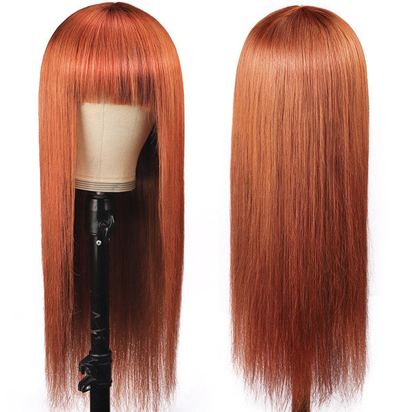 Ishow Beauty Ginger Color Hair No Lace Wig, 100% Unprocessed Straight Human Hair Wigs - IshowHair