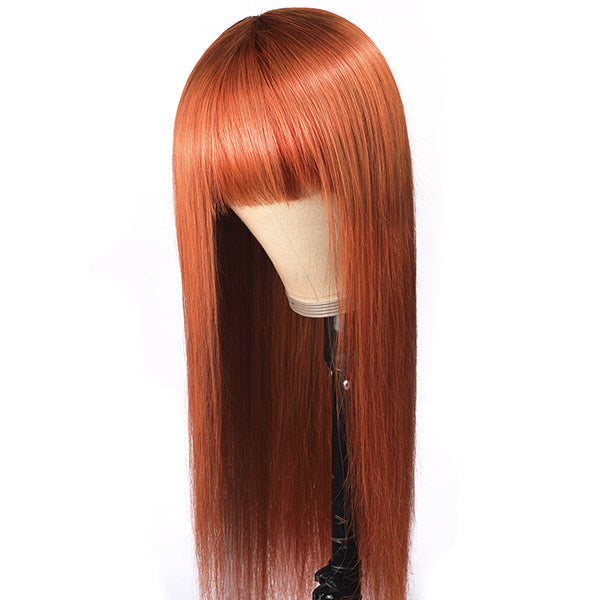 Ishow Beauty Brazilian Ginger Color Hair without Lace Wigs, Straight Human Hair Wig With Bangs - IshowHair
