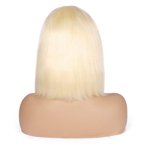 613 Blonde Transparent T Lace Straight Bob Wig Virgin Human Hair Short Wigs - IshowHair