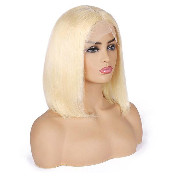 613 Blonde Transparent T Lace Straight Bob Wig Virgin Human Hair Short Wigs - IshowHair