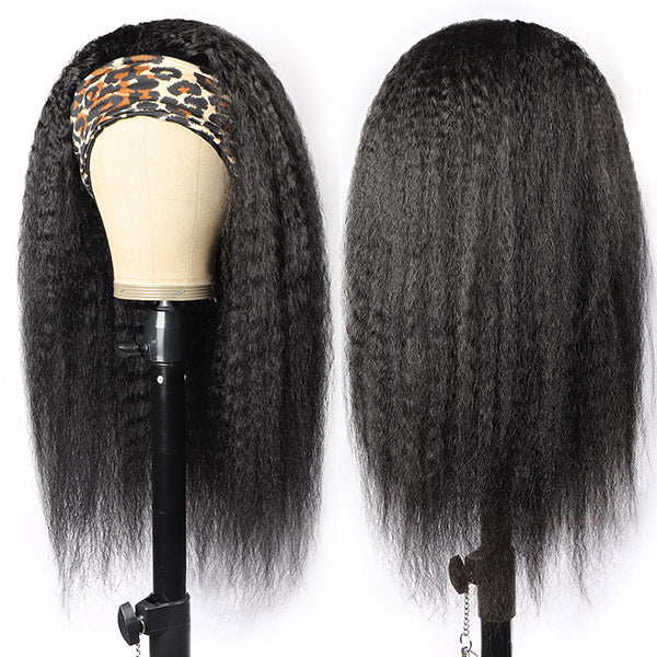 Ishow Beauty Yaki Hair Headband Glueless Wigs Unprocessed Virgin Remy Kinky Straight No Lace  Human Hair Wig - IshowHair