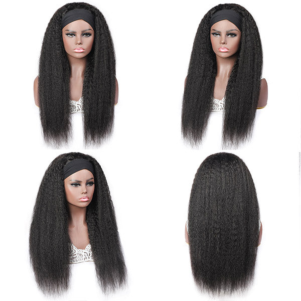 Ishow Beauty Yaki Hair Headband Glueless Wigs Unprocessed Virgin Remy Kinky Straight No Lace  Human Hair Wig - IshowHair
