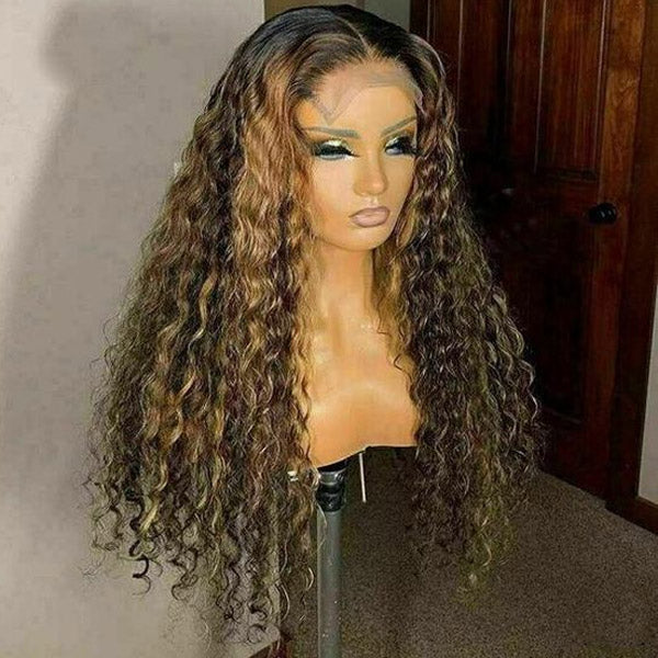 Flash Sale Highlight Lace Wigs Deep Wave T Part Wigs $89=16 Inch Wig