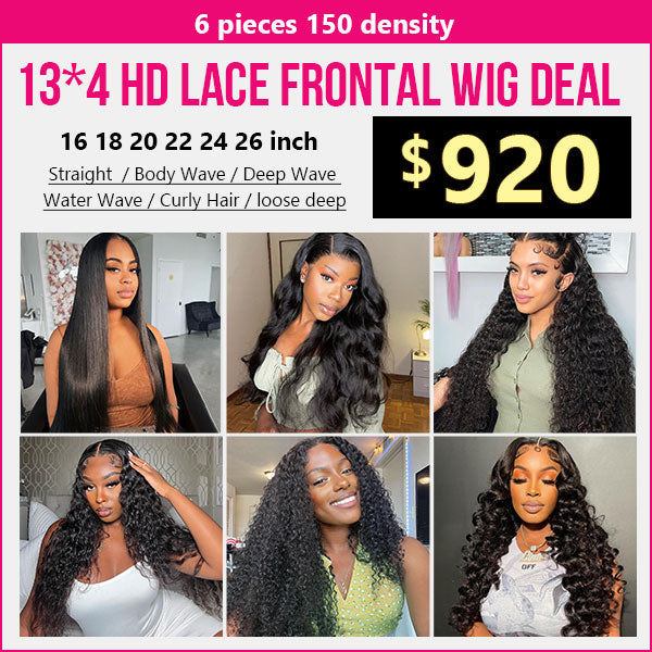 $920 13x4 HD Lace Frontal Wig Package Deal 16 18 20 22 24 26 Inch 6PCS