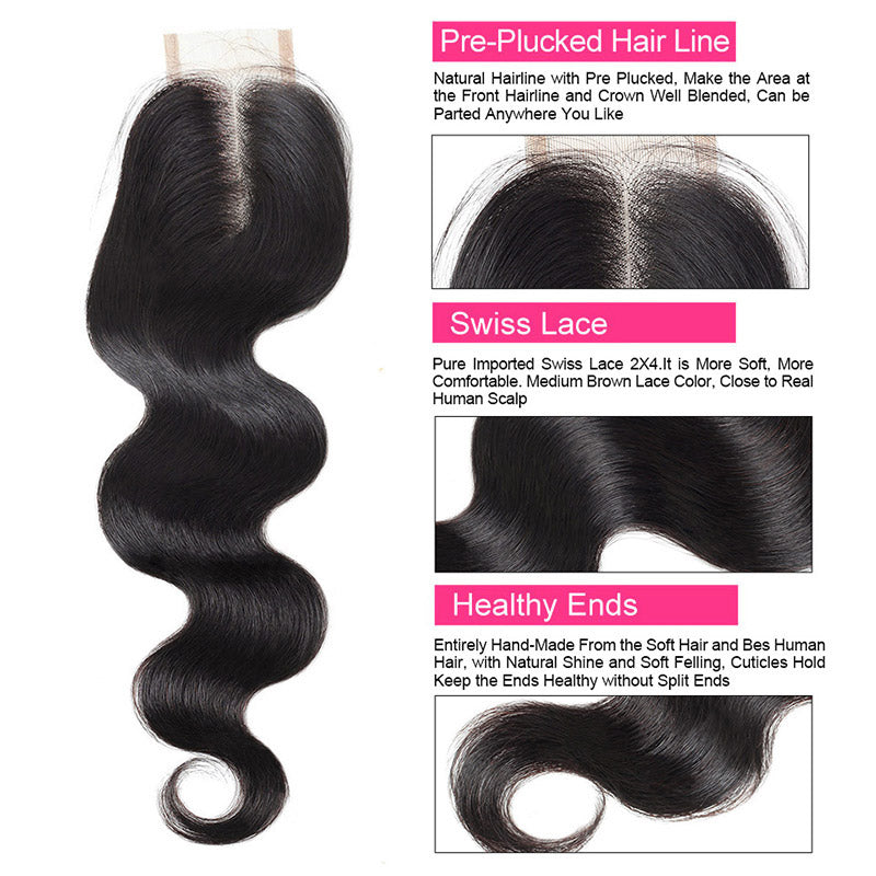 Body Wave Hair Bundles With Baby Hair Ishow 3 Bundles Hair Weave With 2X4 Lace Closure - IshowVirginHair