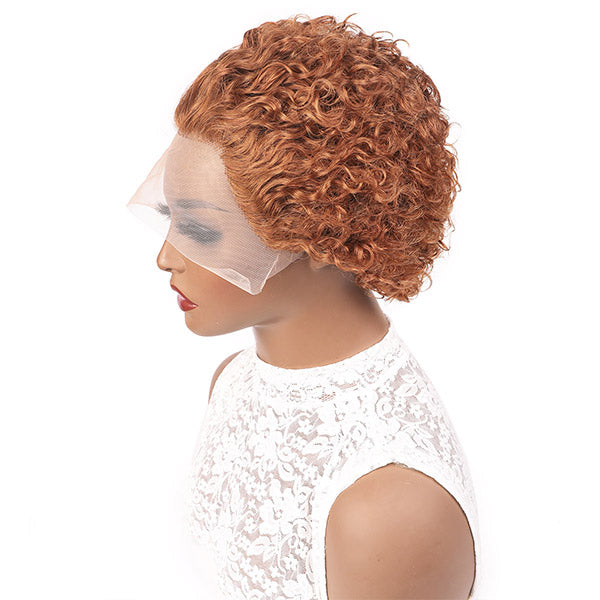 Pixie Curly Wig Cut Bob Wig Glueless Human Hair Wigs 13x1 Transparent Lace Front Wigs