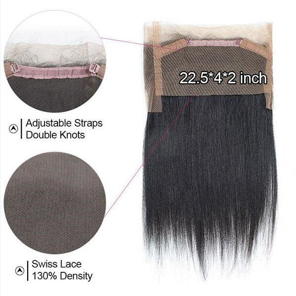 Straight Virgin Human Hair 2 Bundles with 360 Lace Frontal Closure - IshowHair