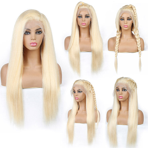 Malaysian Summer Blonde 613 Color Lace Frontal Wig Straight Human Hair Wigs - IshowHair