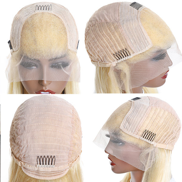 HD Transparent 613 Blonde Color Hair Wigs, 13x4 Straight Lace Front Closure Human Hair Wig - IshowHair