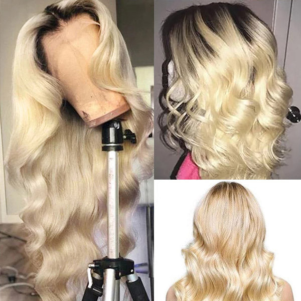1B 613 Blonde Lace Front Wigs 13x4 Body Wave Human Hair Wigs With Baby Hair 30Inch Long Human Hair